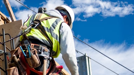 Construction worker on scaffolding